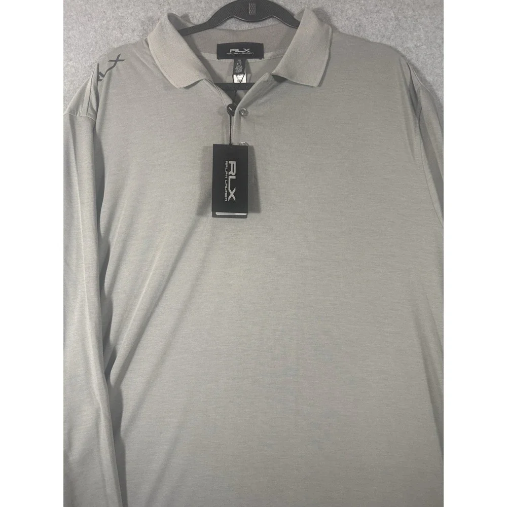 RLX Ralph Lauren Long Sleeve Golf Polo Shirt Grey XXL